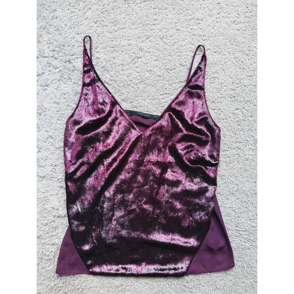 J Brand V-Neck Red Velvet Camisole Tank Top Small Wine Witchy Vamp Romantic Goth - Picture 3 of 7